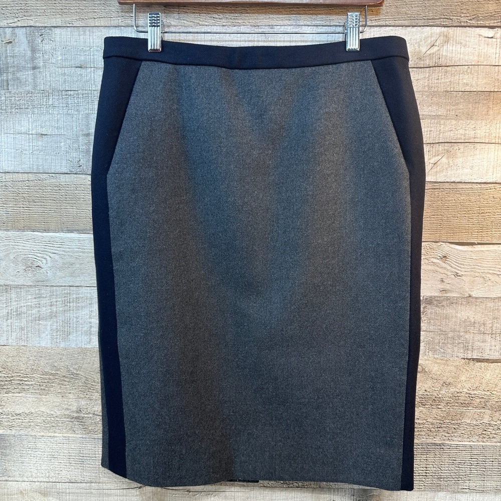 J. Crew No. 2‎ Pencil Skirt Wool Grey Navy Size 8 Business Professional